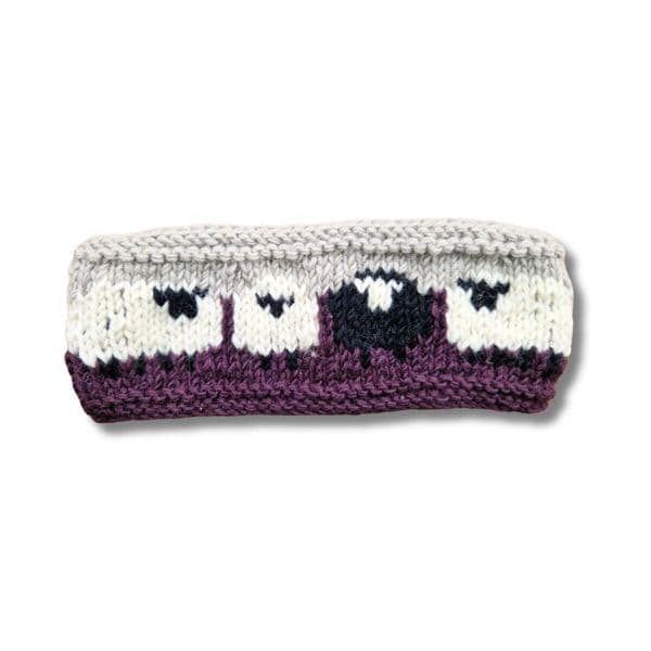 Hand-knitted Sheep Wool Headband in Plum