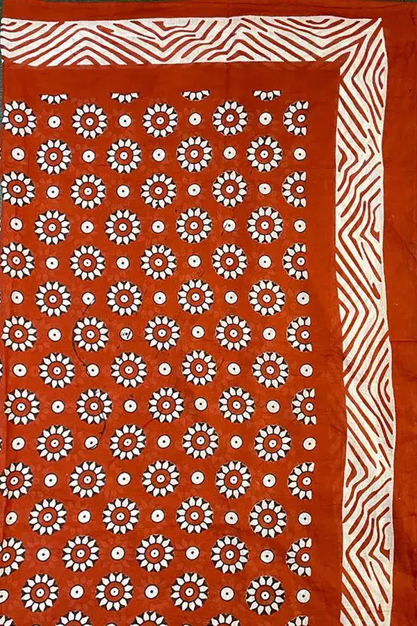 Hand Printed 100%  Cotton Sarong /Scarf Coggs Rust