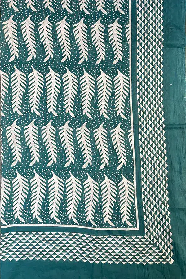 Hand Printed 100%  Cotton Sarong /Scarf Fern Green