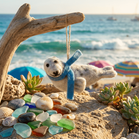 Handmade Felt Eduardo the Seal Hanging Sealife Decoration