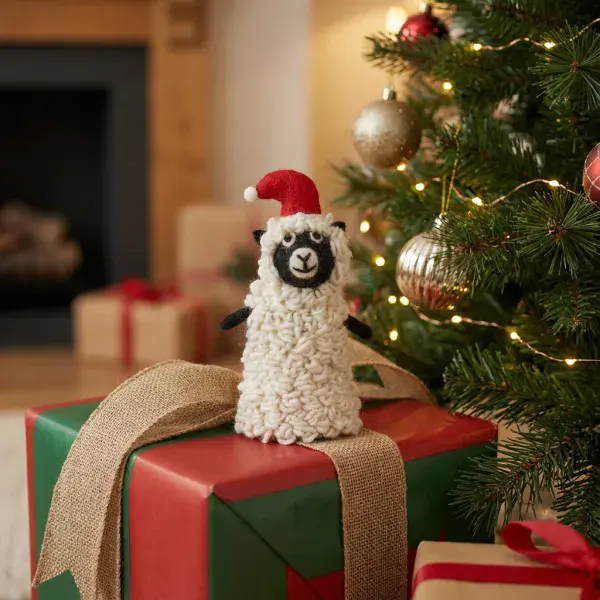 Handmade Felt Fleece Navidad Sheep Christmas Tree Topper