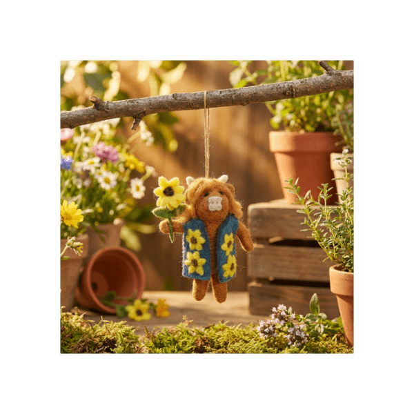Handmade Felt Harrison the Highland Cow Hanging Decoration