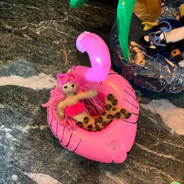 Handmade Felt Lexi the Leopard Print Mermaid Hanging Decoration