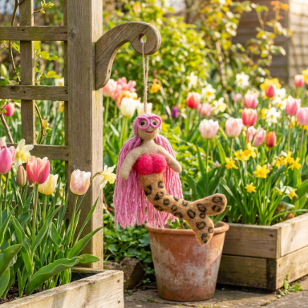 Handmade Felt Lexi the Leopard Print Mermaid Hanging Decoration