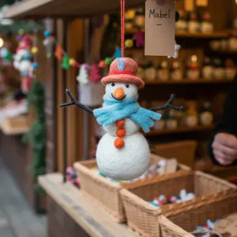 Handmade Felt Mabel the Snowman Arctic Hanging Decoration