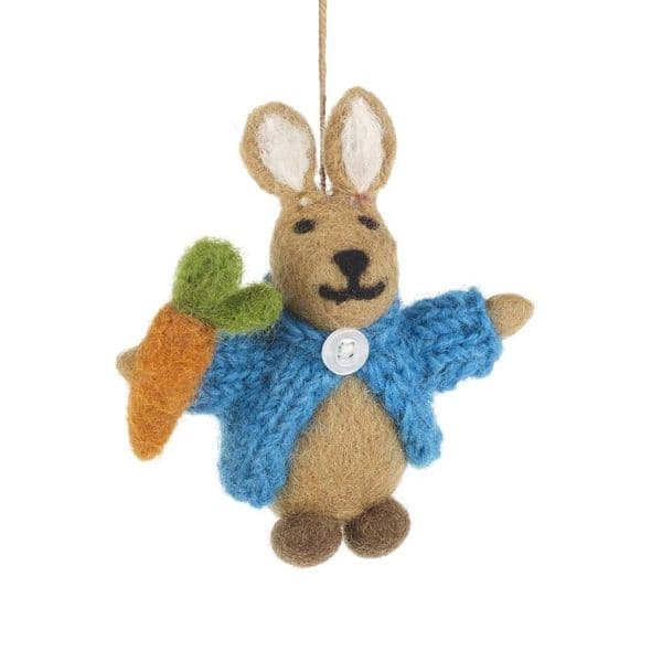 Handmade Felt Rabbit in Cardigan Easter  Decoration