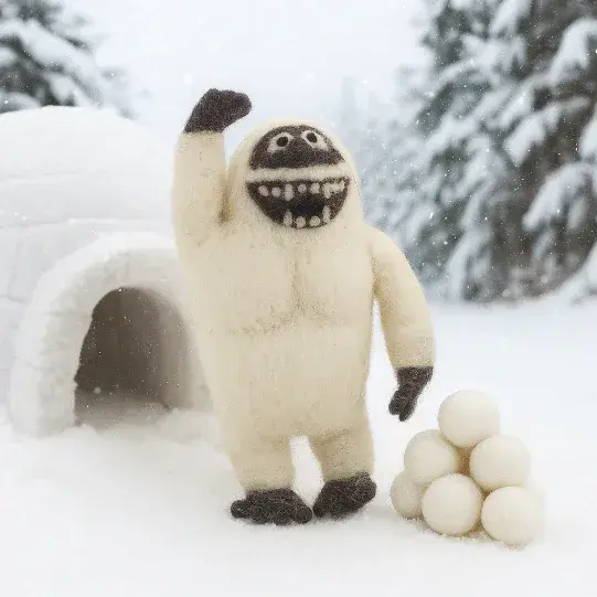 Handmade Felt Yeti Biodegradable Hanging Decoration