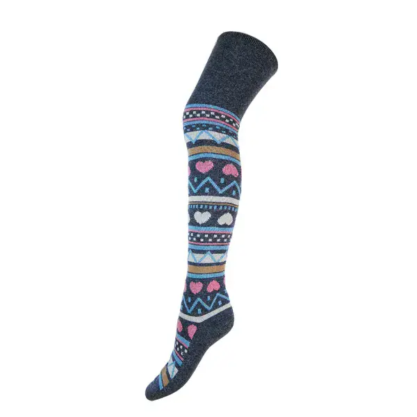 Heart patterned over-the-Knee Wool Blend Socks