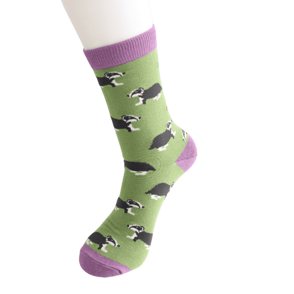 Miss Sparrow Badgers Bamboo Socks Moss Fits Size 4-7