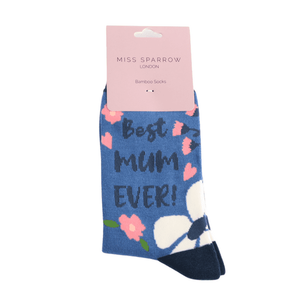 Miss Sparrow Best Mum Ever Denim Bamboo Socks Size 4 - 7