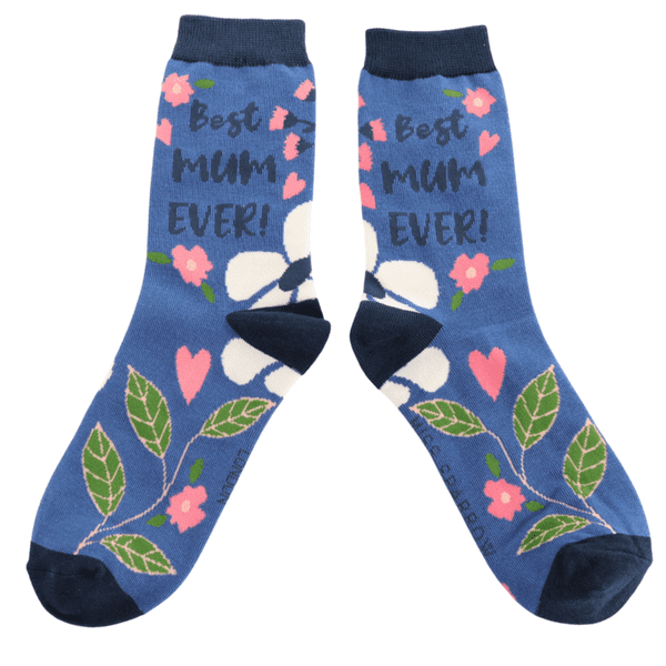 Miss Sparrow Best Mum Ever Denim Bamboo Socks Size 4 - 7