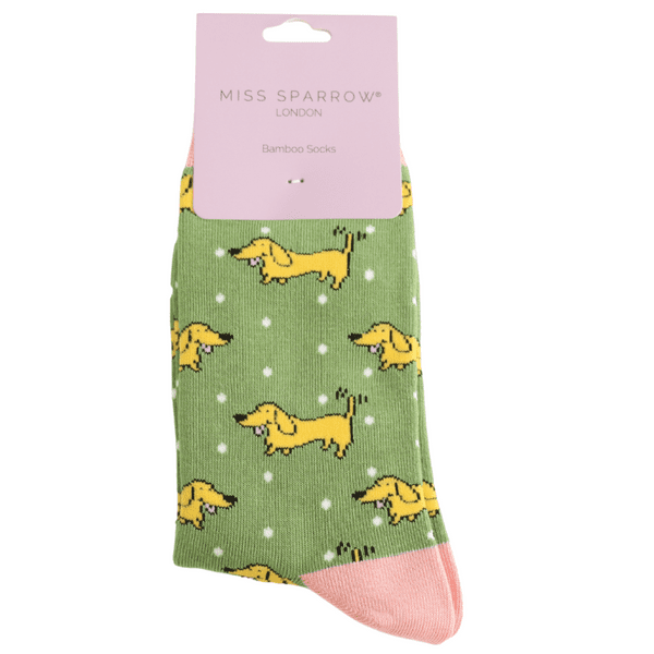 Miss Sparrow  Doggy Bamboo Socks Greenize 4 - 7