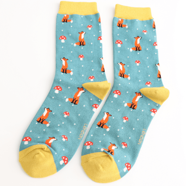 Miss Sparrow Fox & Toadstool Socks Teal