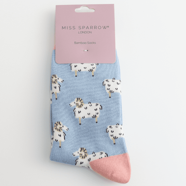 Miss Sparrow Rams a mboo Socks Powder Blue Fits Socks Size 4-7