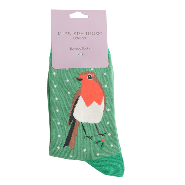Miss Sparrow  Robin Bamboo Socks in Green Fits Size 4 -7