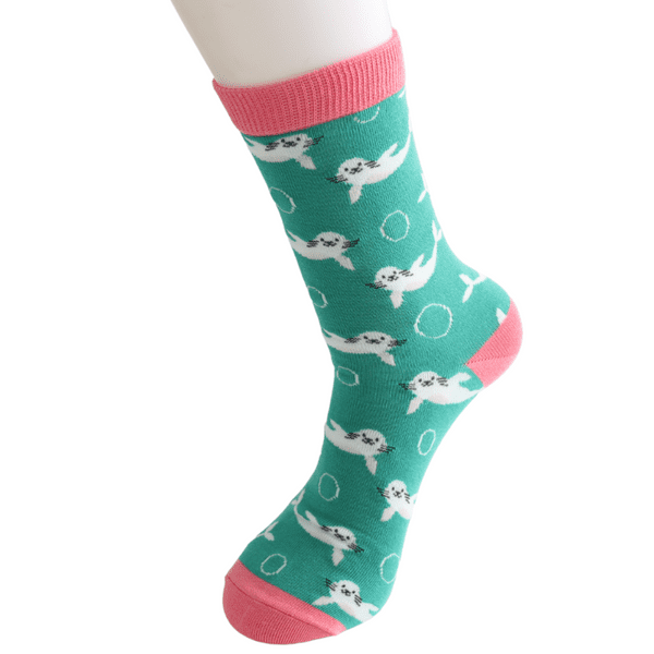 Miss Sparrow  Seals Bamboo Socks Green Fits Size 4 -7