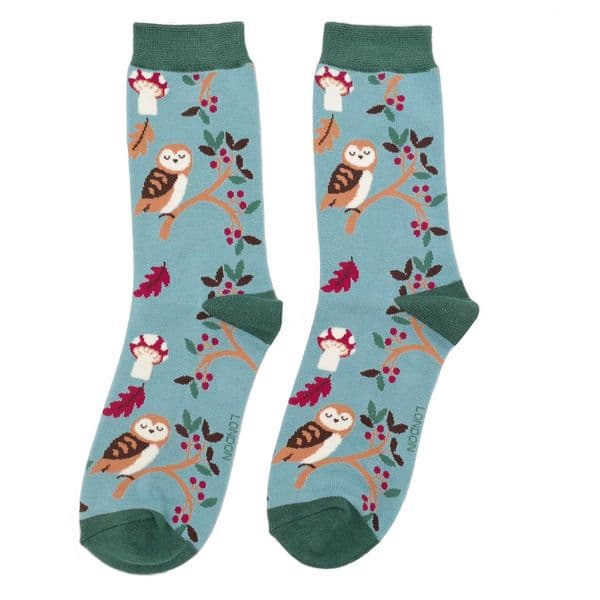 Miss Sparrow  Woodland Duck Egg Bamboo Sock Size 4-7