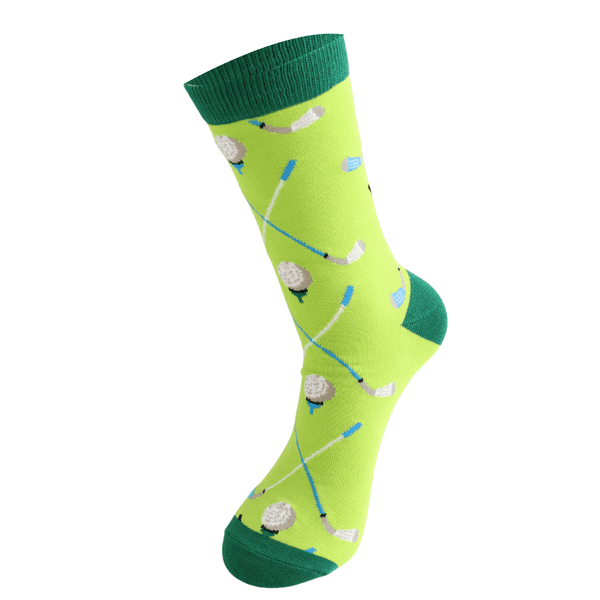 Mr Sparrow Golf Pattern Lime Bamboo Sock Fits Sise 7-11