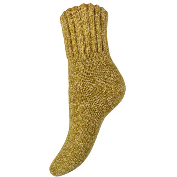 Mustard marl thick wool blend socks with ribbed cuff Regular  size 4-7