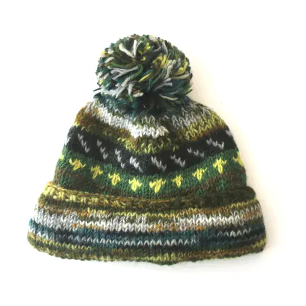 nordic knit wool bobble hat