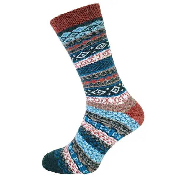Orange heeled Fairisle Wool Blend socks size 8-12