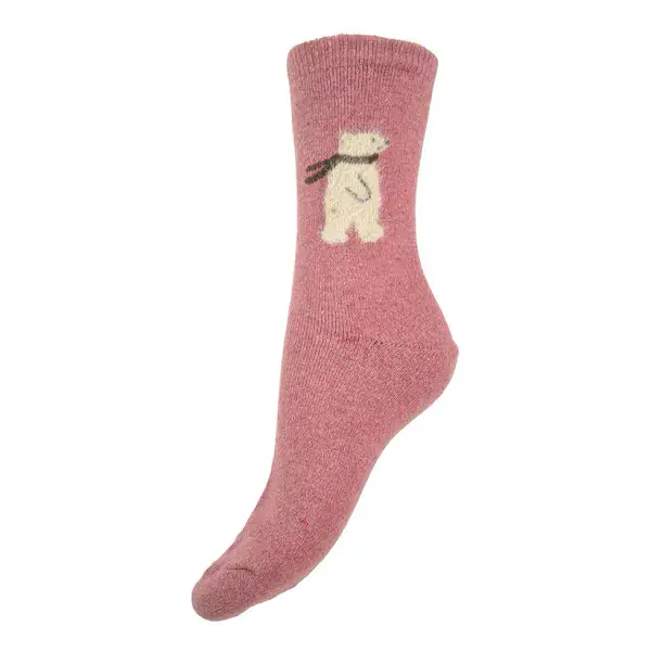 Pink Fluffy polar bear Wool Blend socks size 4-7