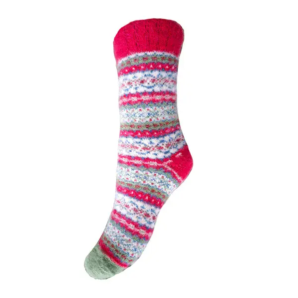 Red, green and white Fairisle Wool Blend socks size 4-7
