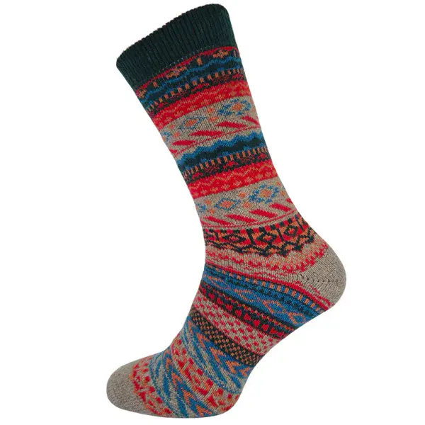 Red tone Fairisle Cosy Wool Blend  socks size 8-12