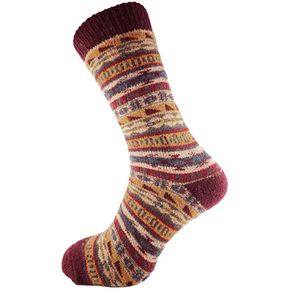 Red Tone Fairisle Wool Blend Socks size 8-12
