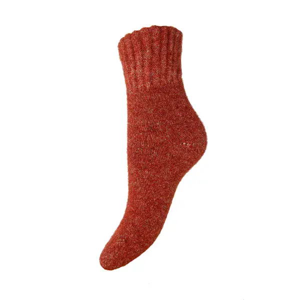 Rust marl thick wool blend socks with ribbed cuff size 4-7
