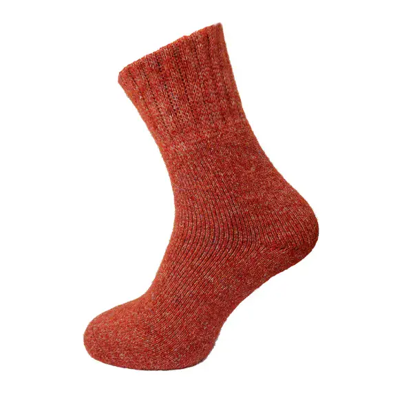 Rust thick wool blend socks with ribbed cuff Size *-12