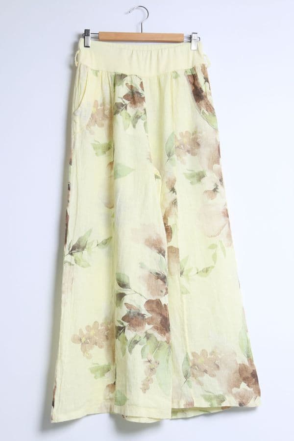 Soft Waist Linen Print Trouser