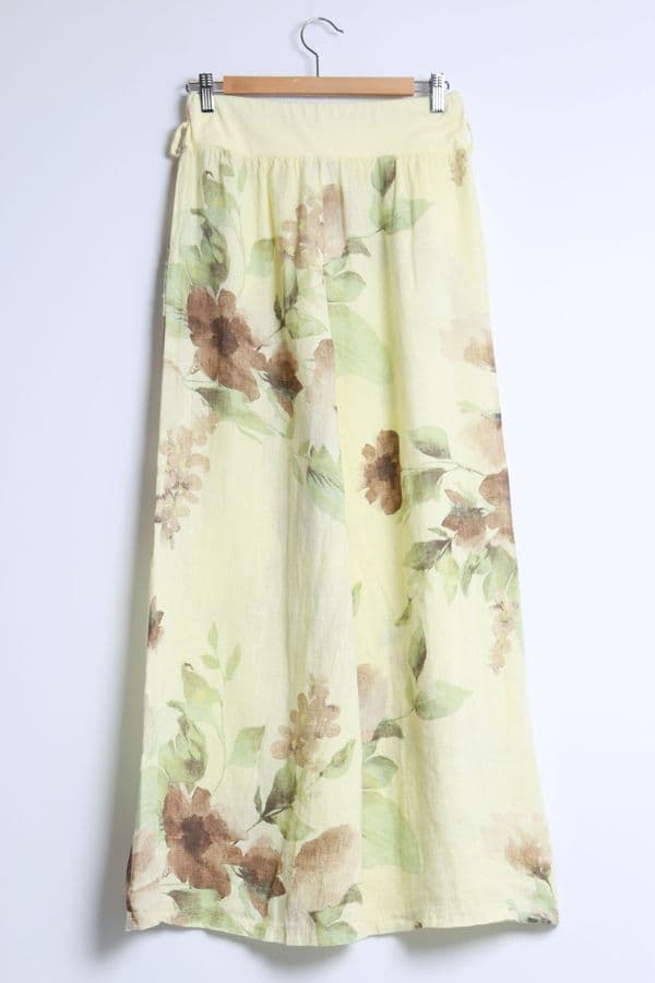 Soft Waist Linen Print Trouser