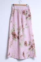 Soft Waist Linen Print Trouser
