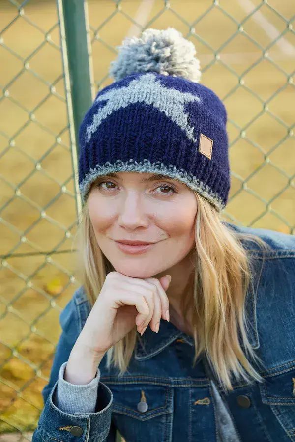Star Bobble Beanie Navy