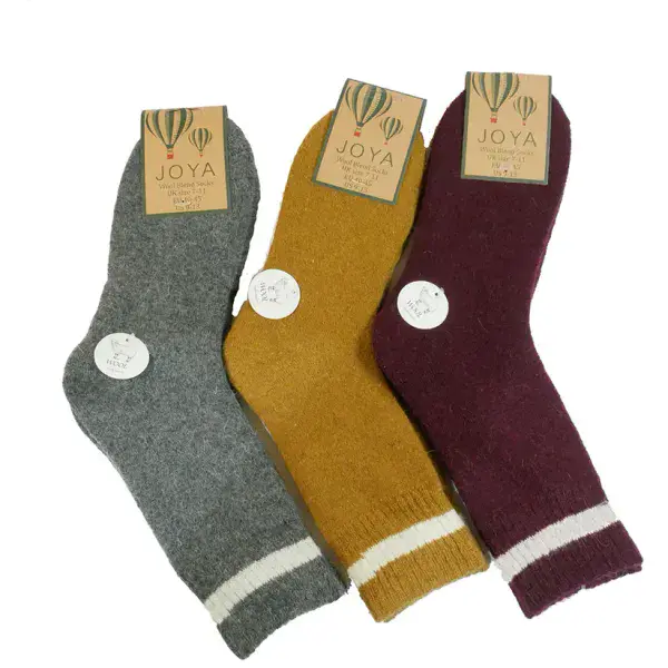 Thick Dark wool blend socks - dark grey, mustard and burgundy
