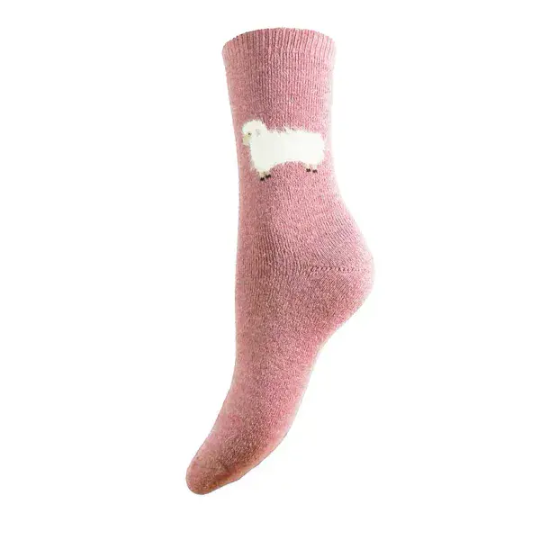 Thick pink socks with cream fluffy sheep size 4-7