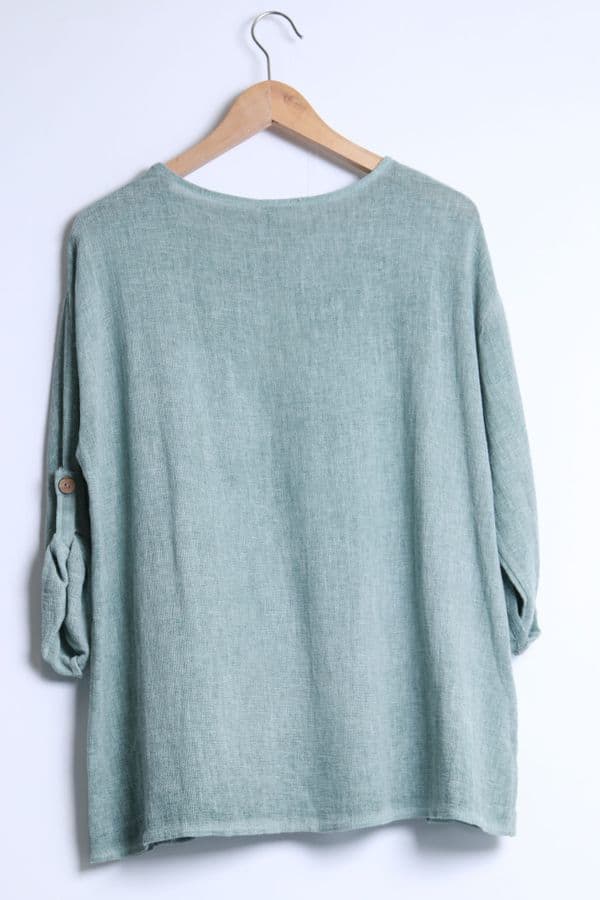 Three Button Cotton Linen Top