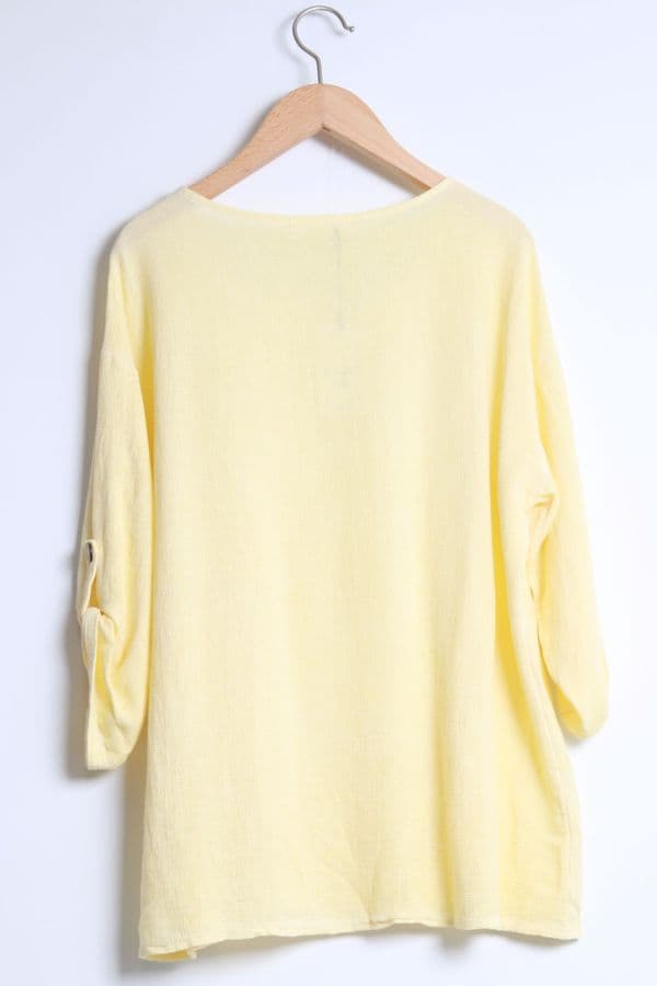 Three Button Cotton Linen Top