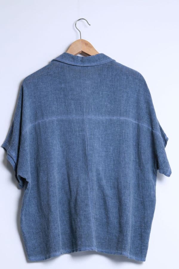 Top in Cotton Linen With Shirt Collar