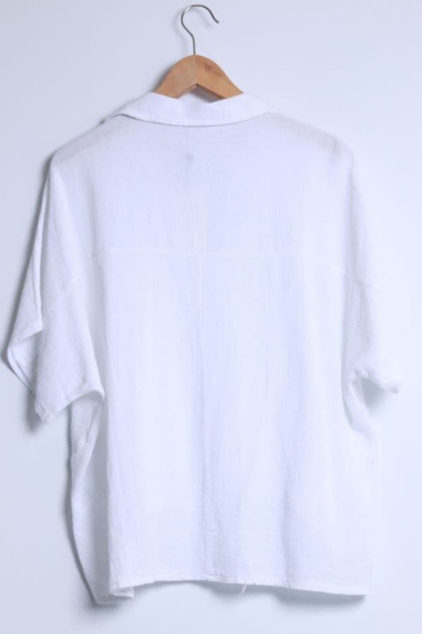 Top in Cotton Linen With Shirt Collar