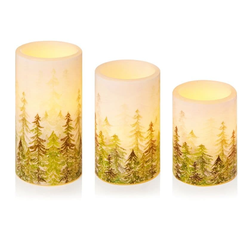 Premier Flickering Candles With Tree Design Set 3