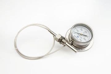 Material temperature gauge - 3"stem with capillary
