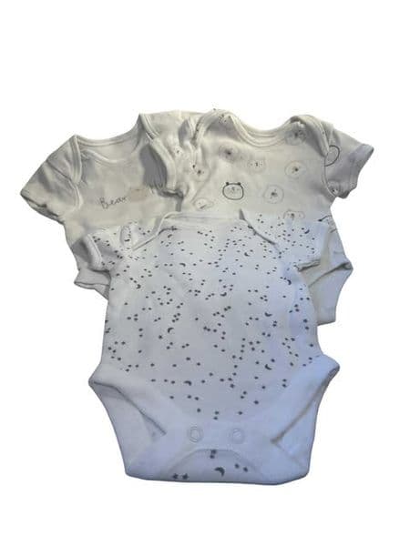 0-0 First Size 3x Bears and Stars Bodysuits