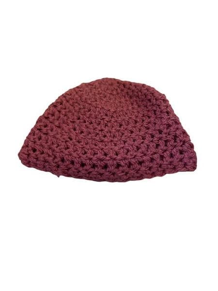 0-0 New Born Plum Hand Knitted Hat