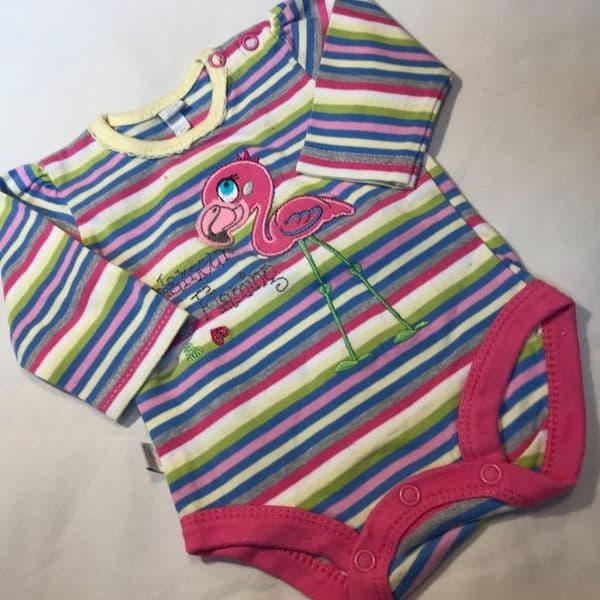 0-0 Newborn Striped Flamingo Body Top