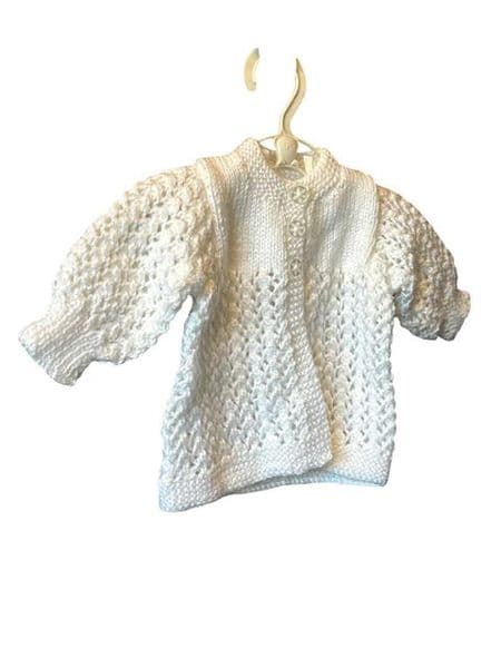 0-0 Newborn White Cardigan