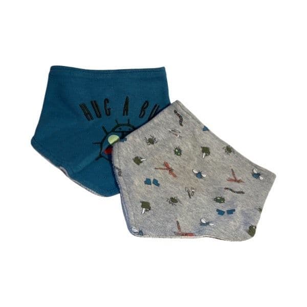 0-0 One Size 2 x Hug a Bug Bandanna Bibs