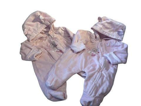 0-0 Tiny Baby Disney Baby Girls Bambi Themed Pink Pram Suits – 2 Pack –