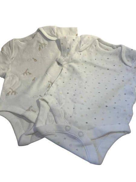 0-1 Month Giraffes and Stars Bodysuits